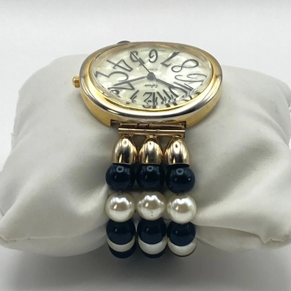 Vtg Collezio Women's Watch Gold Tone Oval 39mm Faux Pearl MOP New Battery 6.25